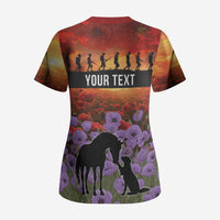 Personalised ANZAC Day Scrub Top Remembering the Animals of War LT19 - Polynesian Pride