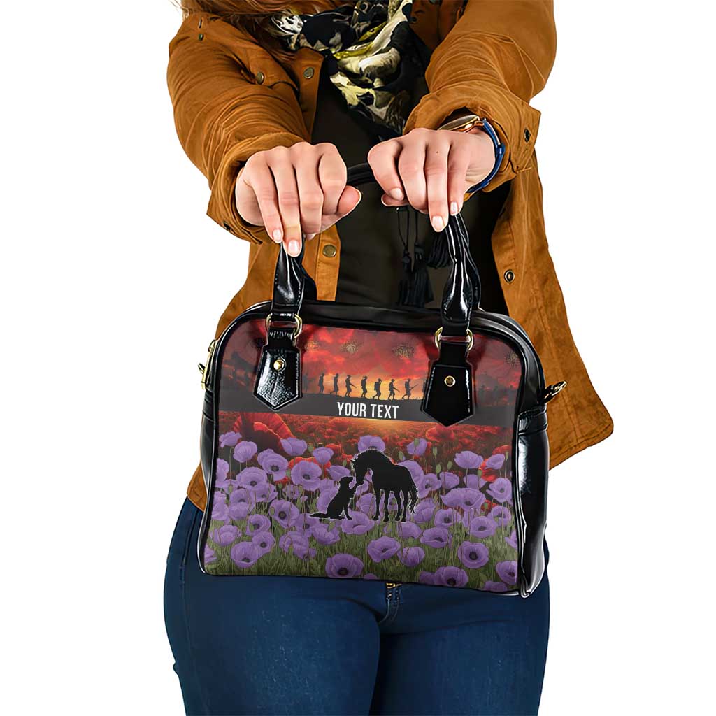 Personalised ANZAC Day Shoulder Handbag Remembering the Animals of War LT19 One Size Purple - Polynesian Pride