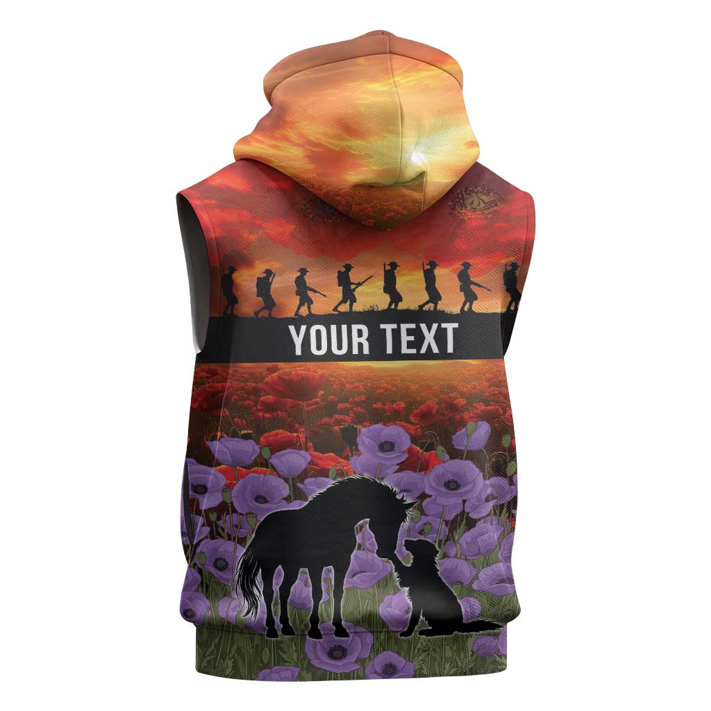 Personalised ANZAC Day Sleeveless Hoodie Remembering the Animals of War LT19 - Polynesian Pride