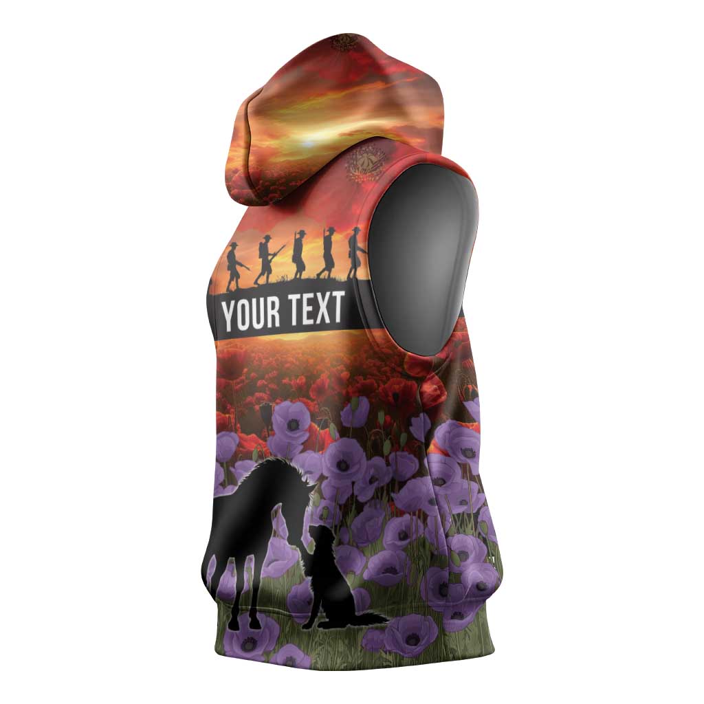 Personalised ANZAC Day Sleeveless Hoodie Remembering the Animals of War LT19 - Polynesian Pride