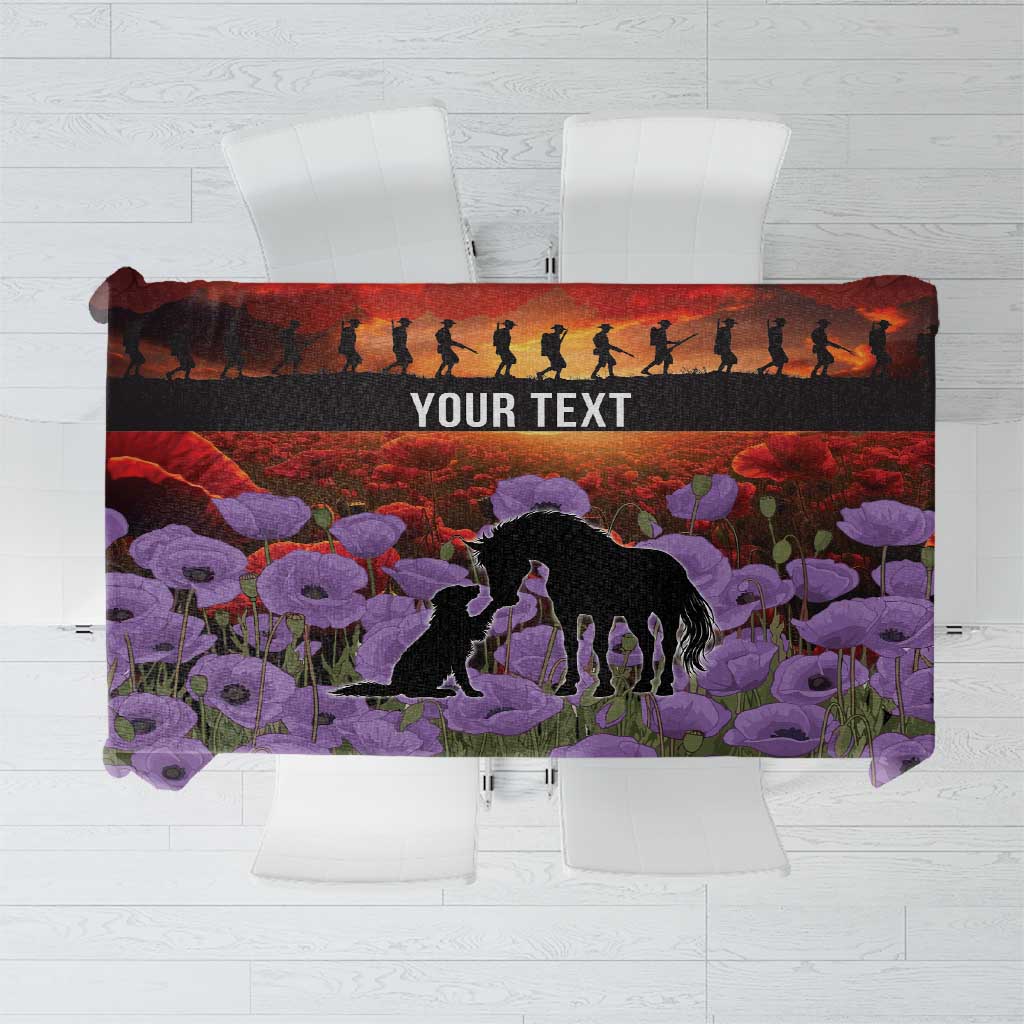 Personalised ANZAC Day Tablecloth Remembering the Animals of War LT19 Purple - Polynesian Pride