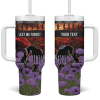 Personalised ANZAC Day Tumbler With Handle Remembering the Animals of War LT19 One Size: 40 oz Purple - Polynesian Pride