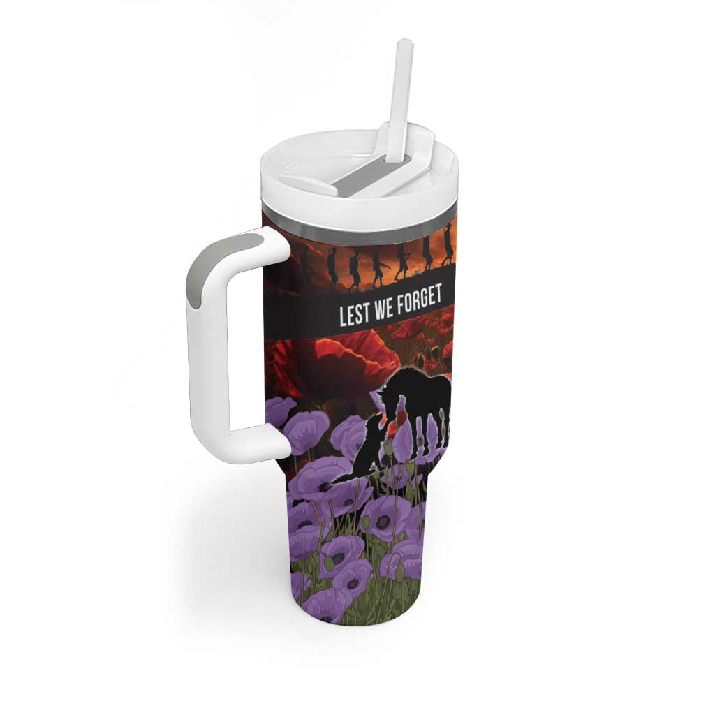 Personalised ANZAC Day Tumbler With Handle Remembering the Animals of War LT19 - Polynesian Pride