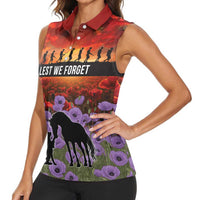 Personalised ANZAC Day Women Sleeveless Polo Shirt Remembering the Animals of War LT19 - Polynesian Pride