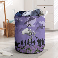 ANZAC Day Laundry Basket Lest We Forget the Animals Too LT19 Purple - Polynesian Pride