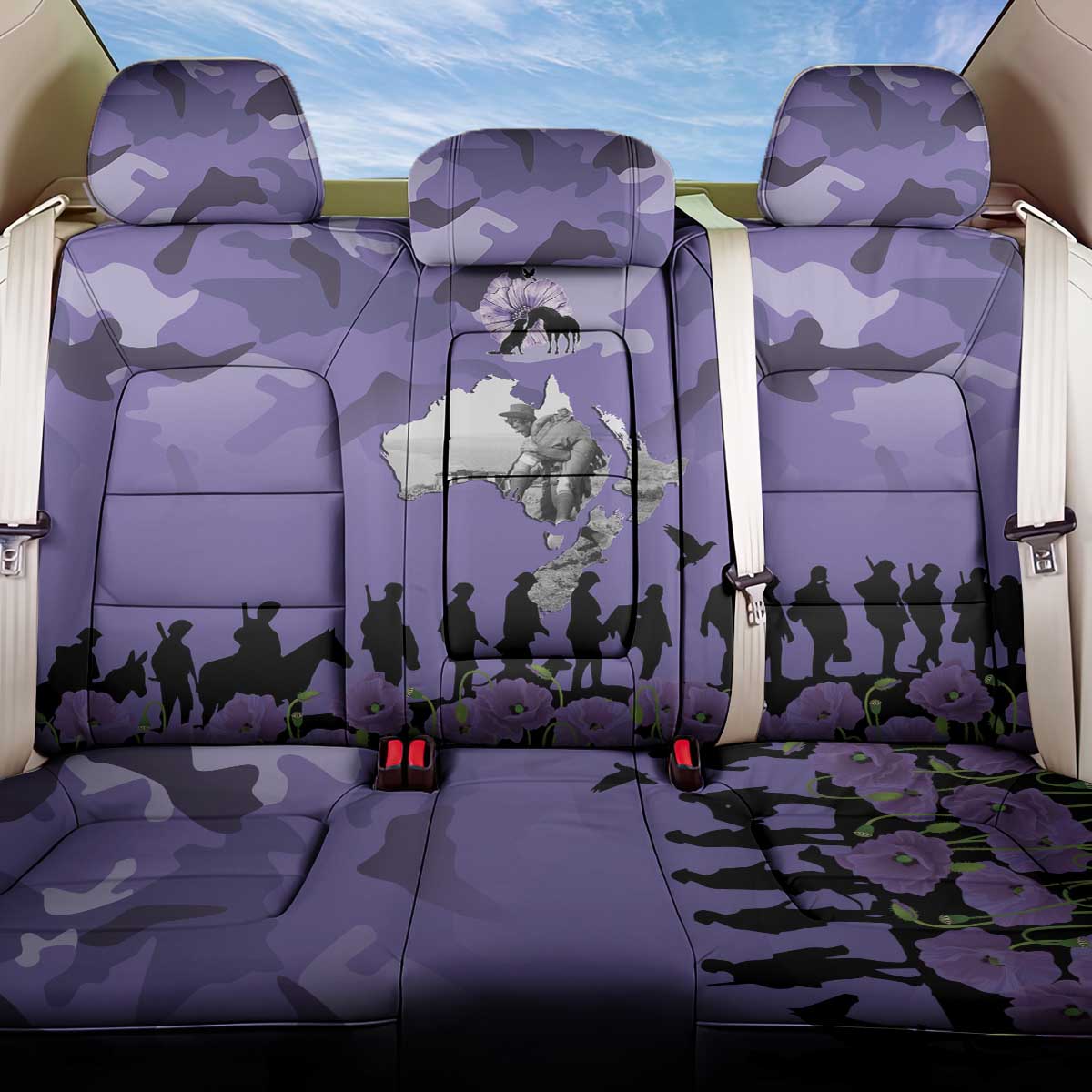 ANZAC Day Back Car Seat Cover Lest We Forget the Animals Too