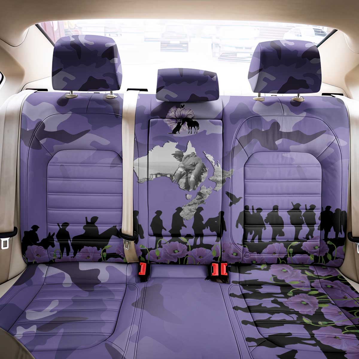 ANZAC Day Back Car Seat Cover Lest We Forget the Animals Too