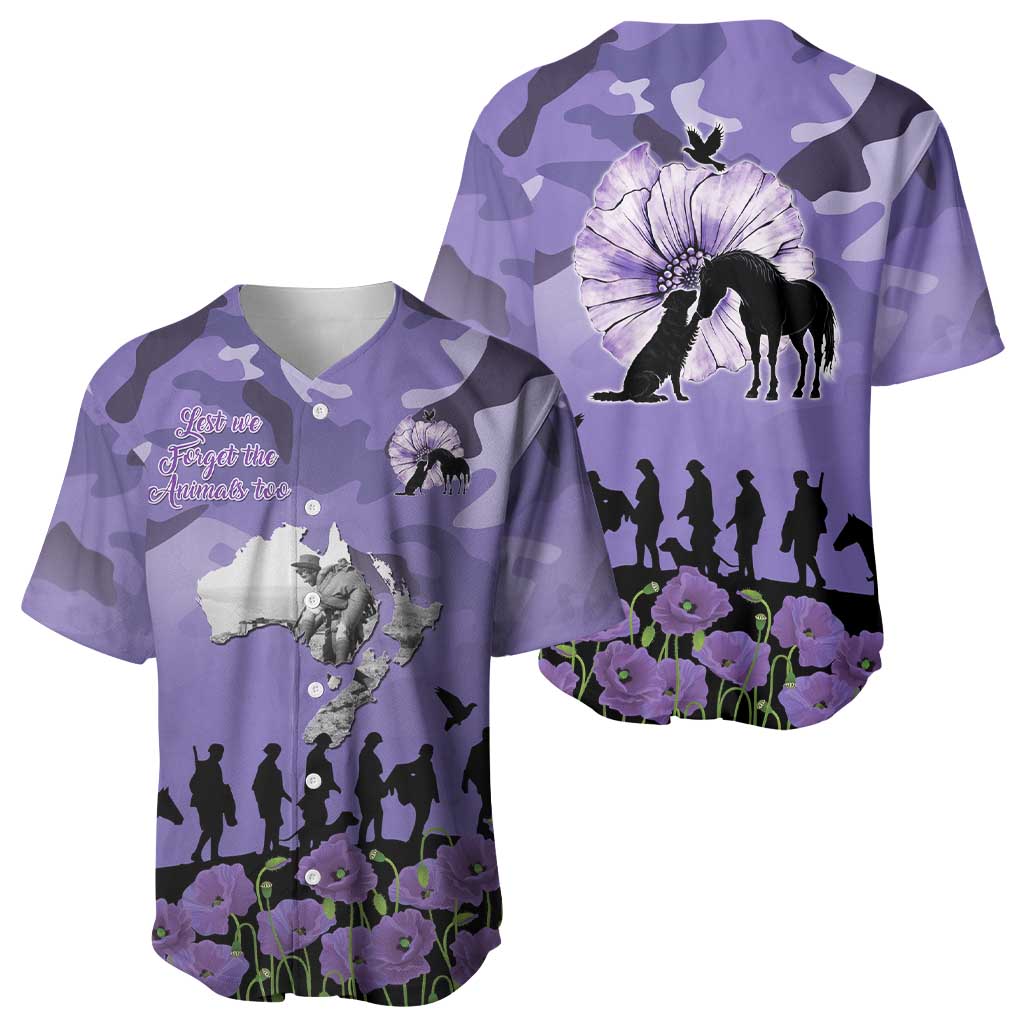 ANZAC Day Baseball Jersey Lest We Forget the Animals Too LT19 - Polynesian Pride