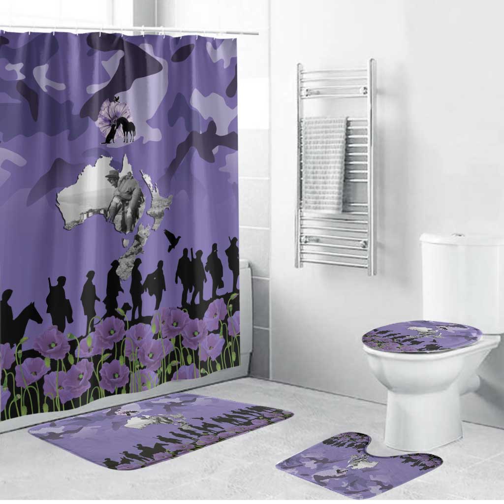 ANZAC Day Bathroom Set Lest We Forget the Animals Too LT19 Bathroom Set (4 pcs) Purple - Polynesian Pride