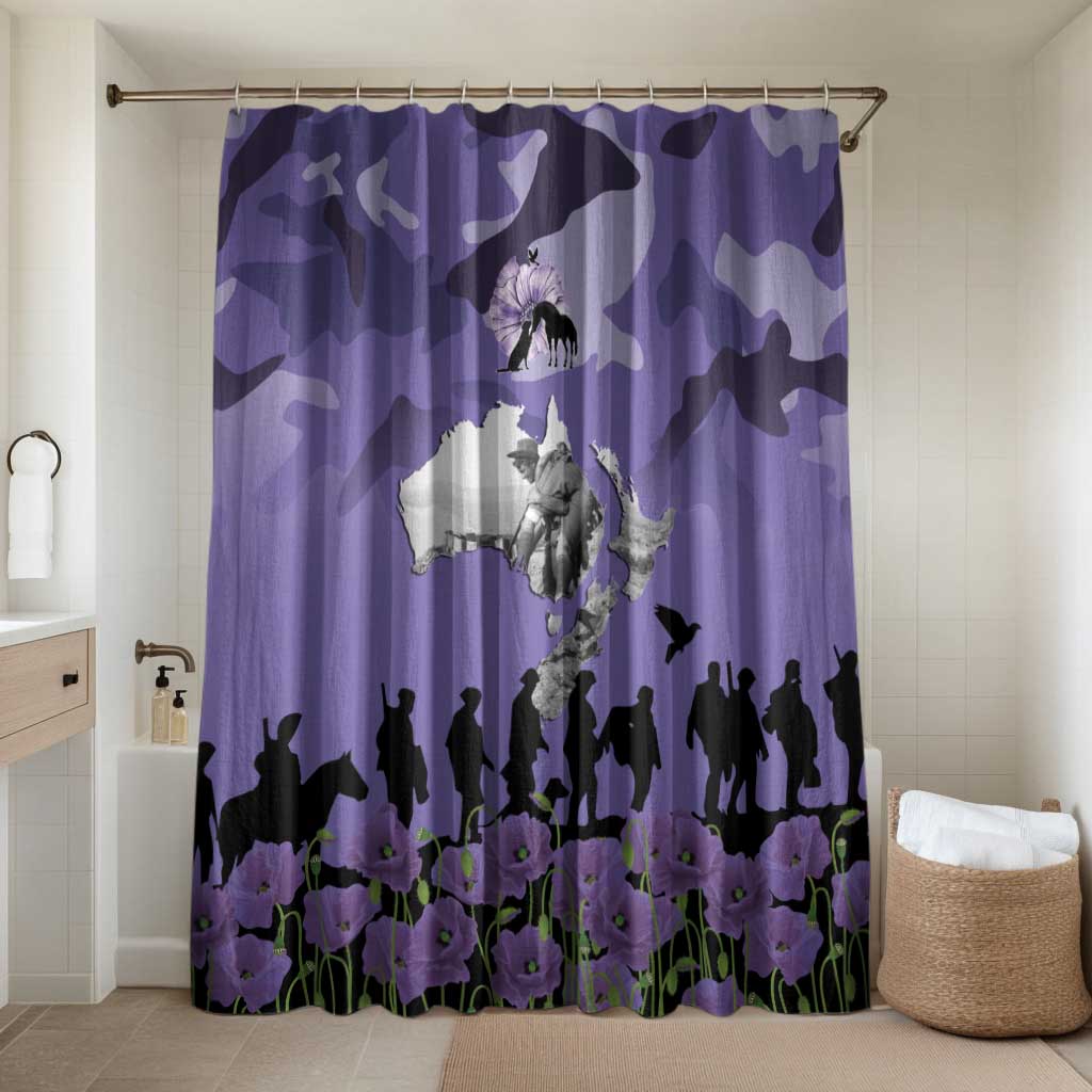ANZAC Day Bathroom Set Lest We Forget the Animals Too LT19 Shower Curtain Only Purple - Polynesian Pride
