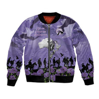 ANZAC Day Bomber Jacket Lest We Forget the Animals Too LT19 Unisex Purple - Polynesian Pride