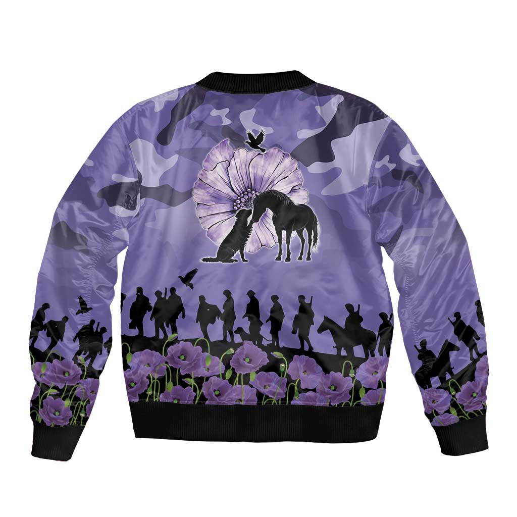 ANZAC Day Bomber Jacket Lest We Forget the Animals Too LT19 - Polynesian Pride