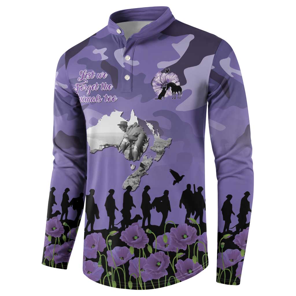 ANZAC Day Button Sweatshirt Lest We Forget the Animals Too LT19 - Polynesian Pride