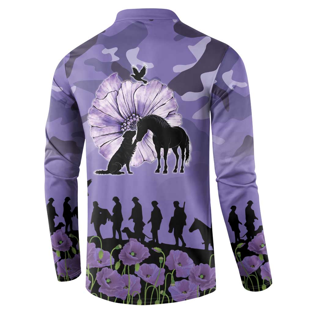 ANZAC Day Button Sweatshirt Lest We Forget the Animals Too LT19 - Polynesian Pride