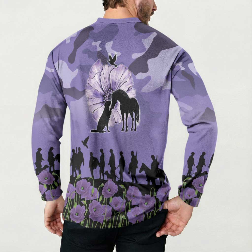ANZAC Day Button Sweatshirt Lest We Forget the Animals Too LT19 - Polynesian Pride