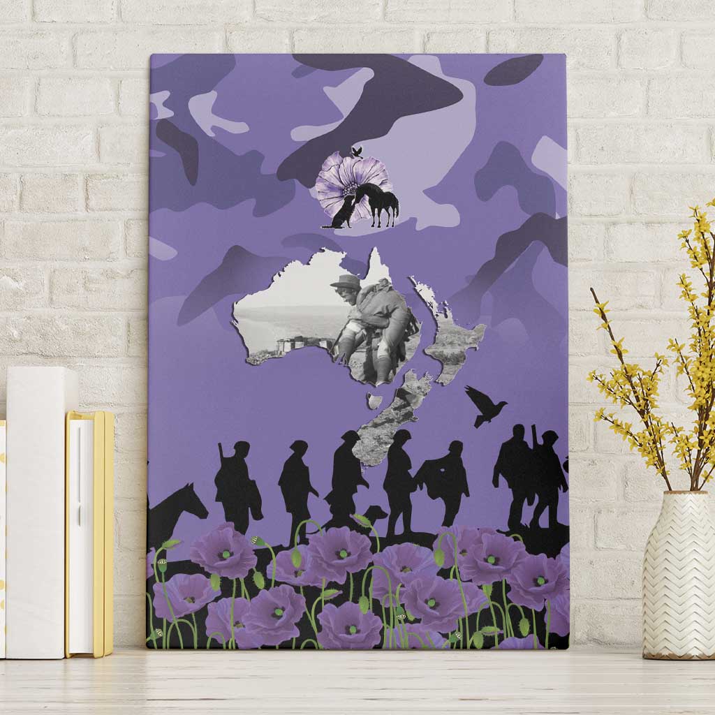 ANZAC Day Canvas Wall Art Lest We Forget the Animals Too LT19 Without Frame Purple - Polynesian Pride
