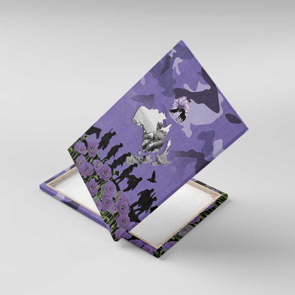 ANZAC Day Canvas Wall Art Lest We Forget the Animals Too LT19 With Frame Purple - Polynesian Pride