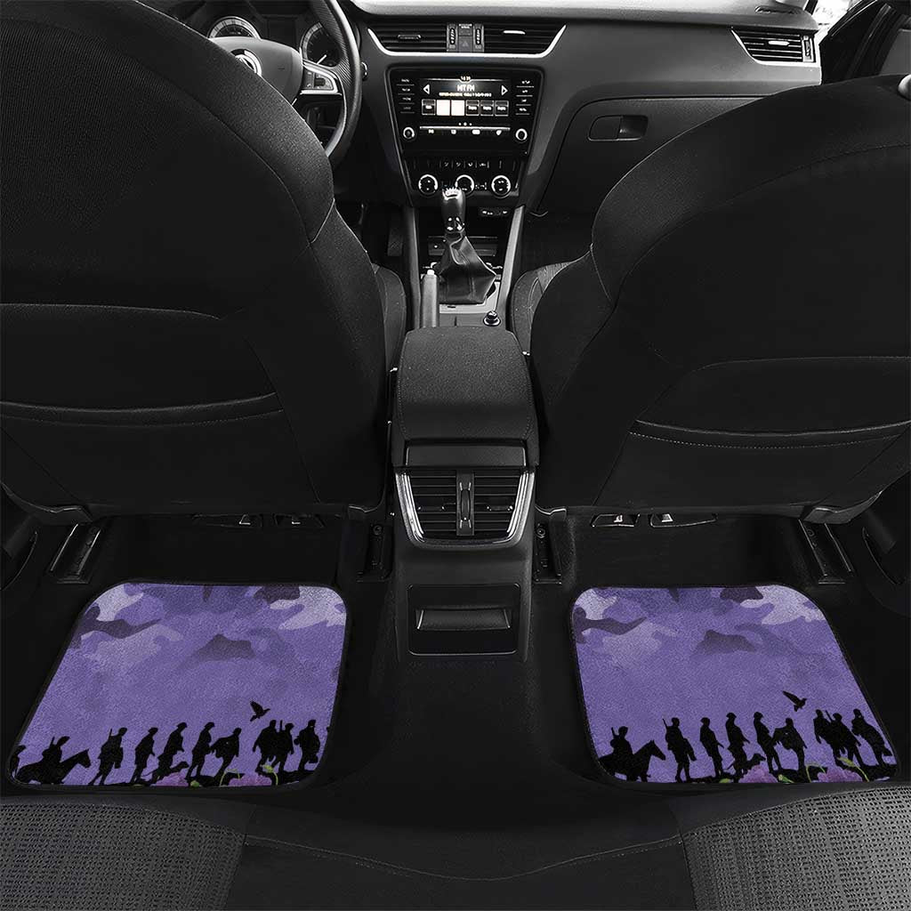 ANZAC Day Car Mats Lest We Forget the Animals Too LT19 Set 2pcs - Back Purple - Polynesian Pride
