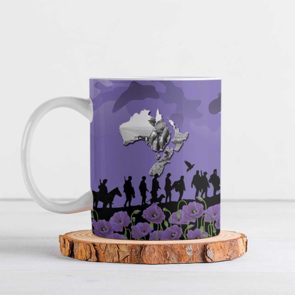 ANZAC Day Ceramic Mug Lest We Forget the Animals Too LT19 Purple - Polynesian Pride