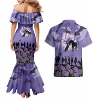 ANZAC Day Couples Matching Mermaid Dress and Hawaiian Shirt Lest We Forget the Animals Too LT19 - Polynesian Pride