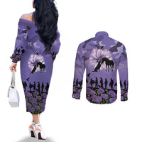 ANZAC Day Couples Matching Off The Shoulder Long Sleeve Dress and Long Sleeve Button Shirt Lest We Forget the Animals Too LT19 - Polynesian Pride