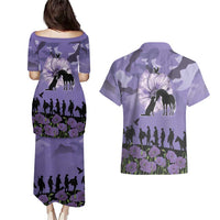 ANZAC Day Couples Matching Puletasi and Hawaiian Shirt Lest We Forget the Animals Too LT19 - Polynesian Pride