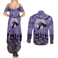 ANZAC Day Couples Matching Summer Maxi Dress and Long Sleeve Button Shirt Lest We Forget the Animals Too LT19 - Polynesian Pride