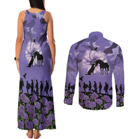ANZAC Day Couples Matching Tank Maxi Dress and Long Sleeve Button Shirt Lest We Forget the Animals Too LT19 - Polynesian Pride