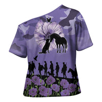 ANZAC Day Cross Shoulder Shirt Lest We Forget the Animals Too LT19 - Polynesian Pride
