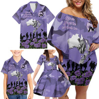 ANZAC Day Family Matching Off Shoulder Short Dress and Hawaiian Shirt Lest We Forget the Animals Too