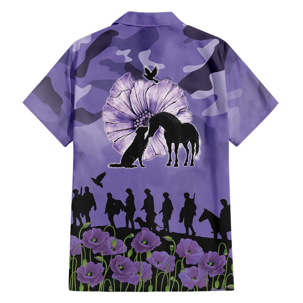ANZAC Day Family Matching Off Shoulder Short Dress and Hawaiian Shirt Lest We Forget the Animals Too