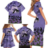 ANZAC Day Family Matching Short Sleeve Bodycon Dress and Hawaiian Shirt Lest We Forget the Animals Too