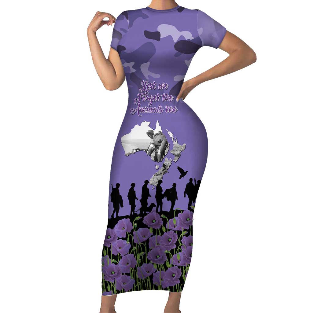 ANZAC Day Family Matching Short Sleeve Bodycon Dress and Hawaiian Shirt Lest We Forget the Animals Too