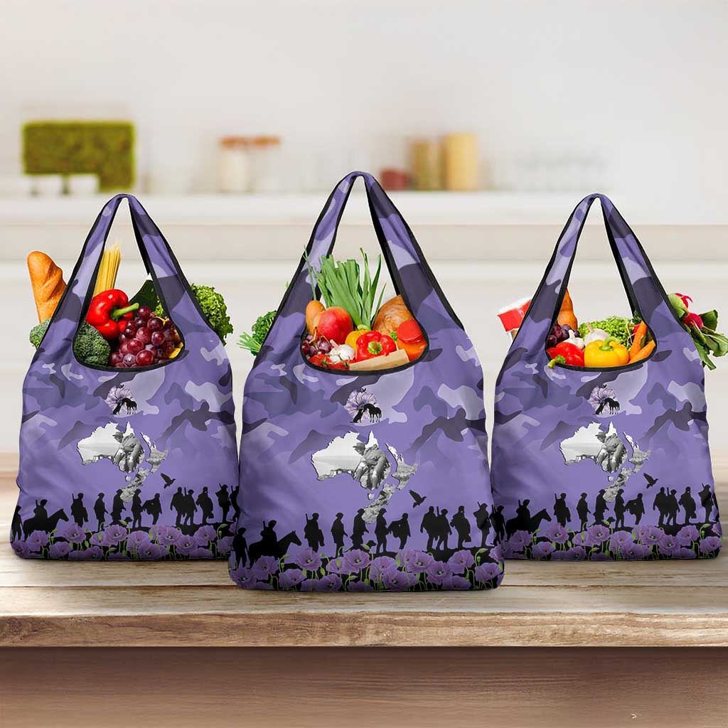 ANZAC Day Grocery Bag Lest We Forget the Animals Too LT19 3-pack One Size Purple - Polynesian Pride