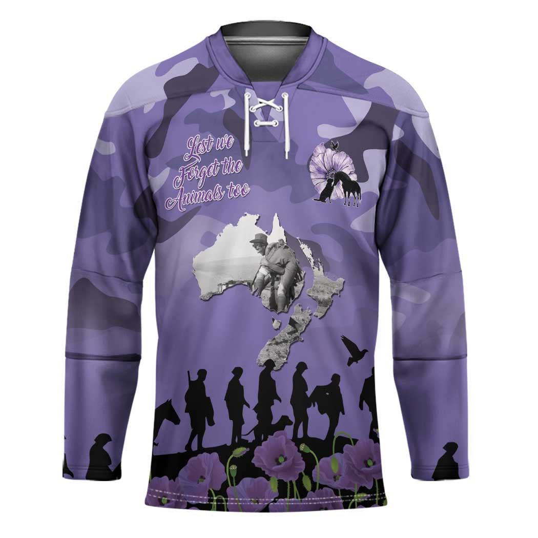 ANZAC Day Hockey Jersey Lest We Forget the Animals Too LT19 Unisex Purple - Polynesian Pride