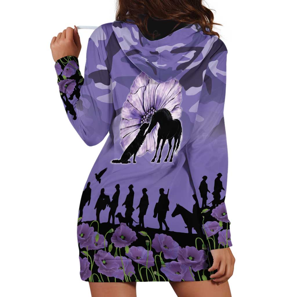 ANZAC Day Hoodie Dress Lest We Forget the Animals Too LT19 - Polynesian Pride