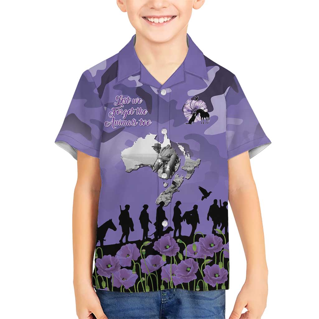ANZAC Day Kid Hawaiian Shirt Lest We Forget the Animals Too