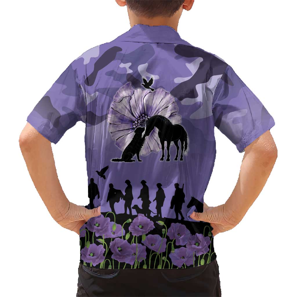 ANZAC Day Kid Hawaiian Shirt Lest We Forget the Animals Too