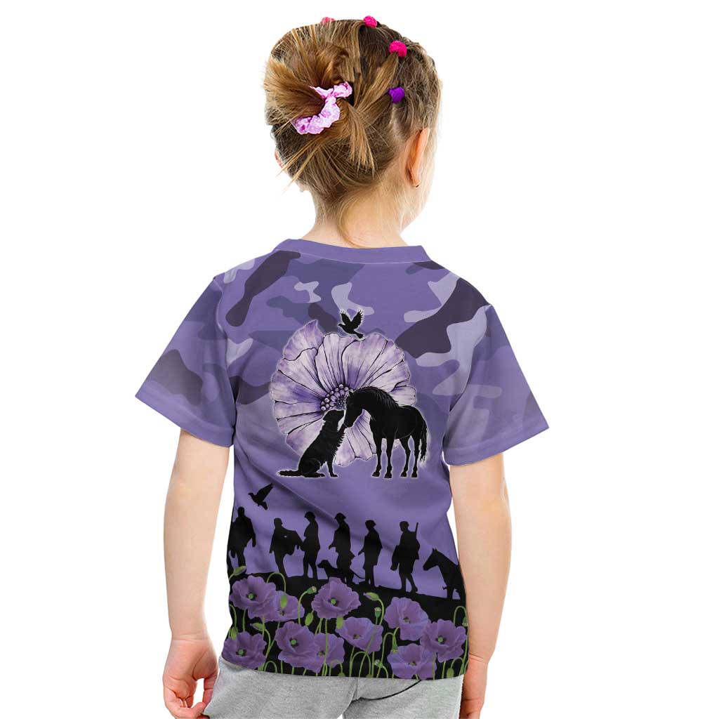 ANZAC Day Kid T Shirt Lest We Forget the Animals Too LT19 - Polynesian Pride