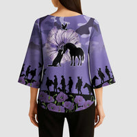 ANZAC Day Kimono Sleeve Blouse Lest We Forget the Animals Too LT19 - Polynesian Pride