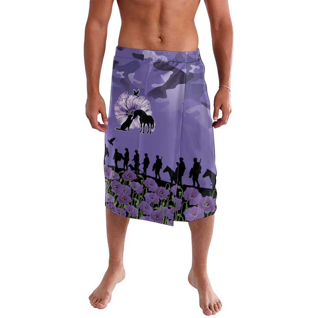 ANZAC Day Lavalava Lest We Forget the Animals Too LT19 Purple - Polynesian Pride