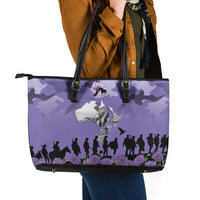 ANZAC Day Leather Tote Bag Lest We Forget the Animals Too LT19 - Polynesian Pride