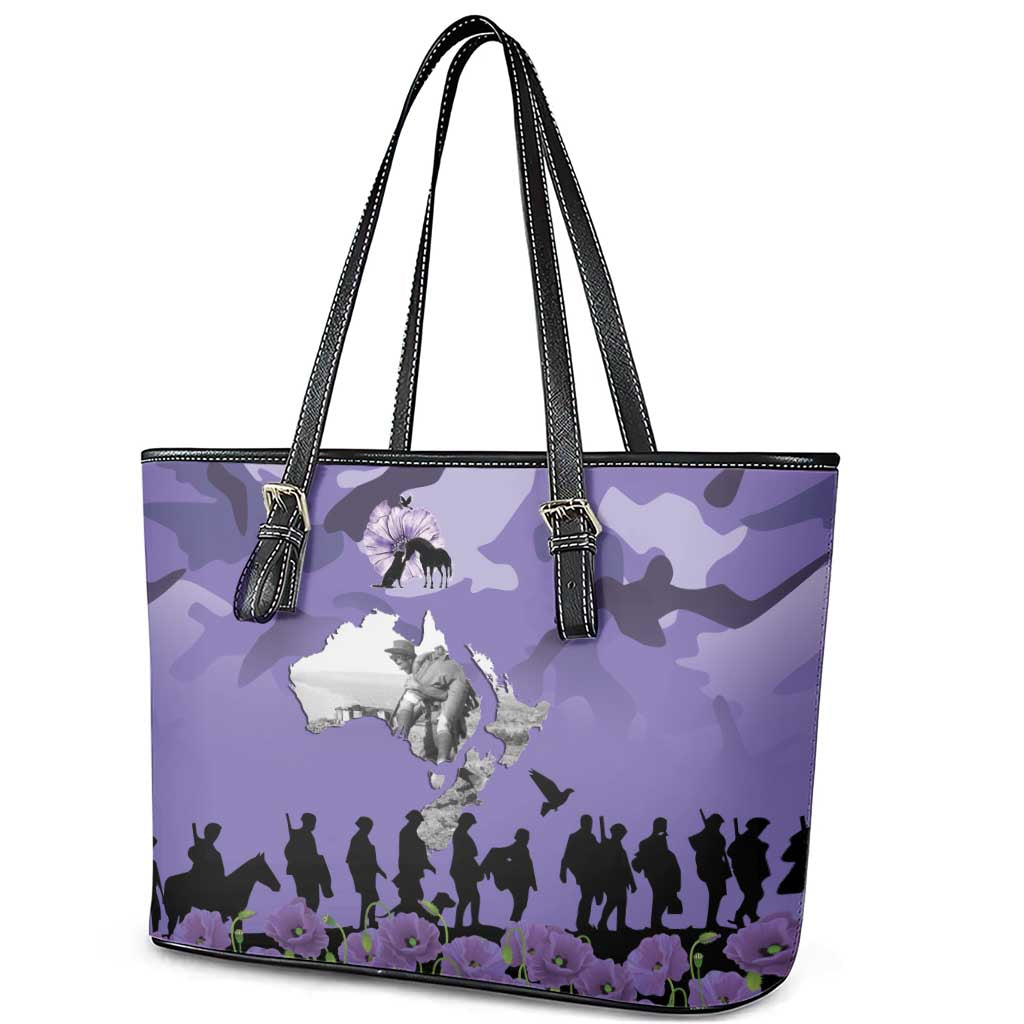 ANZAC Day Leather Tote Bag Lest We Forget the Animals Too LT19 - Polynesian Pride