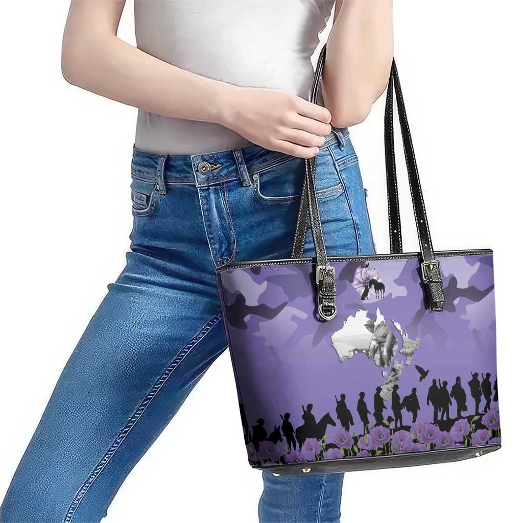 ANZAC Day Leather Tote Bag Lest We Forget the Animals Too LT19 - Polynesian Pride