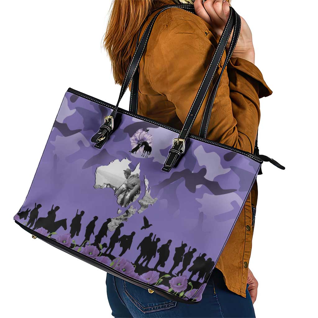 ANZAC Day Leather Tote Bag Lest We Forget the Animals Too LT19 - Polynesian Pride