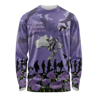ANZAC Day Long Sleeve Shirt Lest We Forget the Animals Too LT19 Unisex Purple - Polynesian Pride