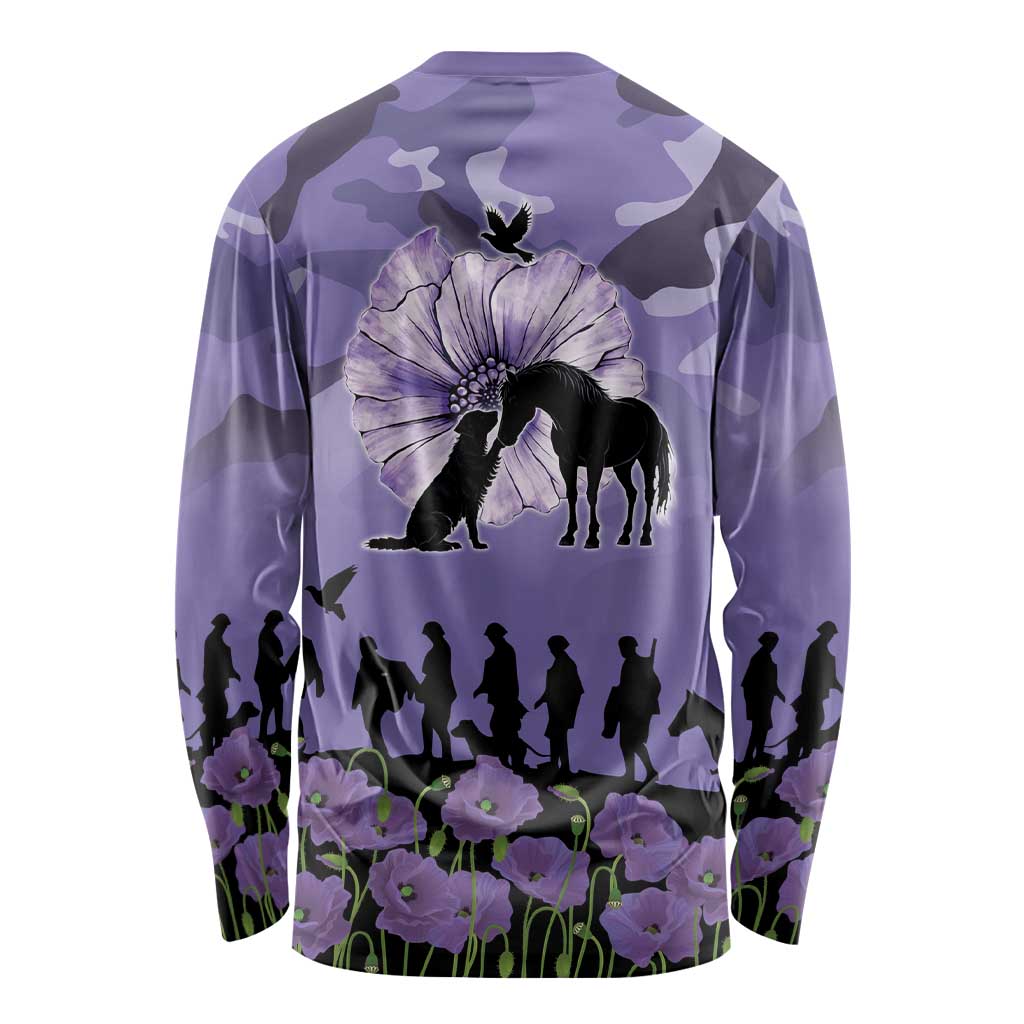 ANZAC Day Long Sleeve Shirt Lest We Forget the Animals Too LT19 - Polynesian Pride