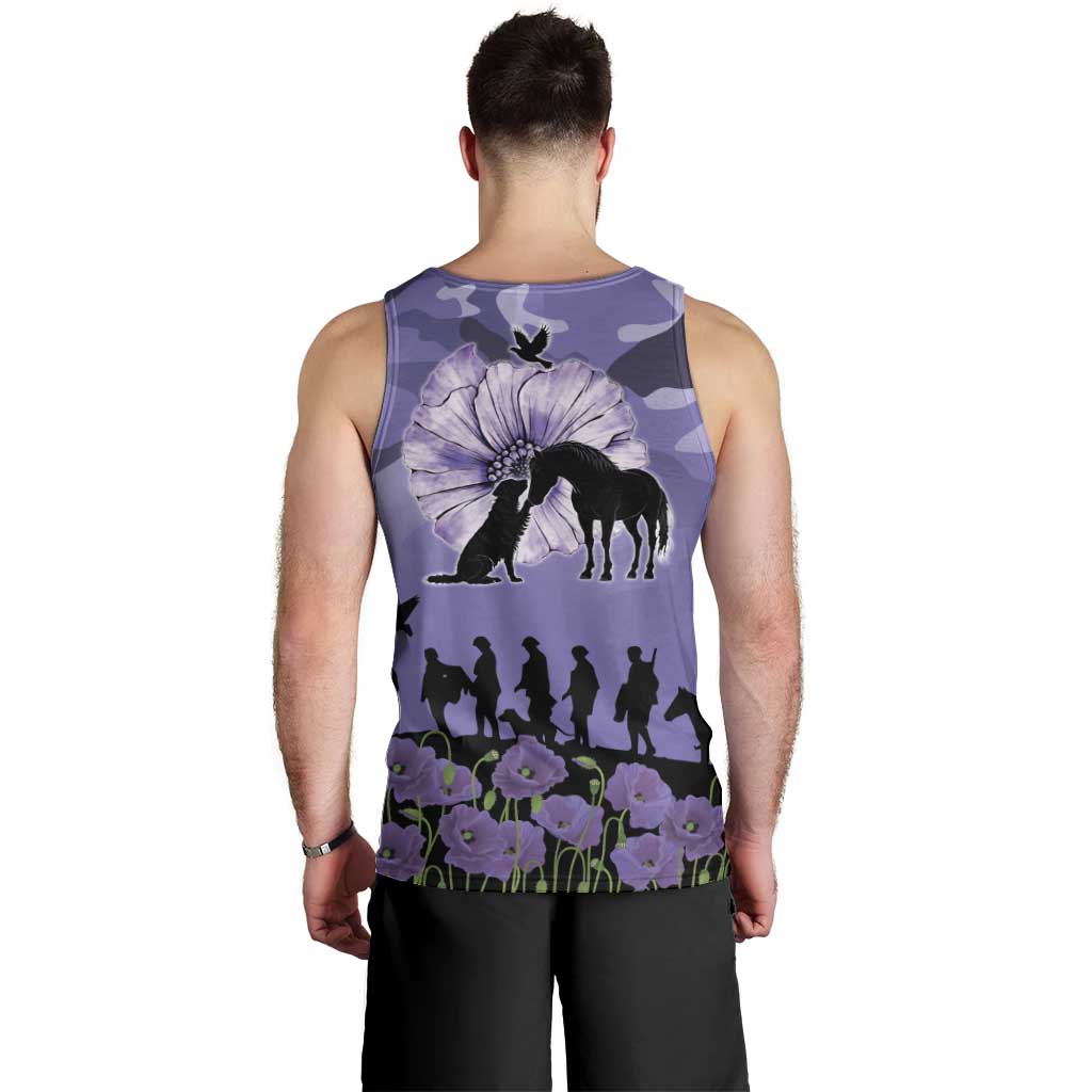 ANZAC Day Men Tank Top Lest We Forget the Animals Too LT19 - Polynesian Pride