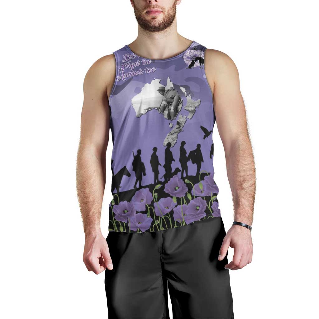 ANZAC Day Men Tank Top Lest We Forget the Animals Too LT19 - Polynesian Pride