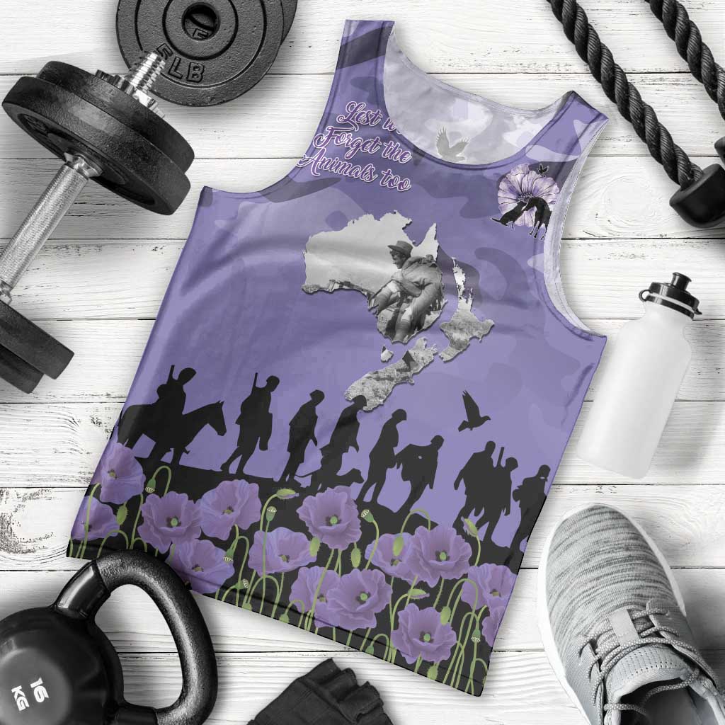 ANZAC Day Men Tank Top Lest We Forget the Animals Too LT19 - Polynesian Pride